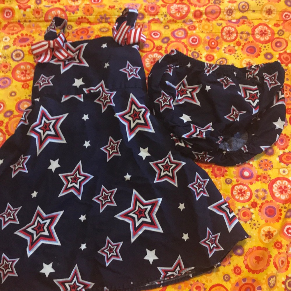 Toddler girl star sundress and bloomers